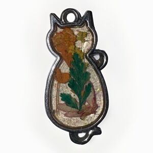 Cat‎ Glass Flower Cat Pendant, Handmade Jewelry, Floral Feline Gifts
